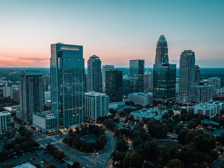 Charlotte skyline at dusk